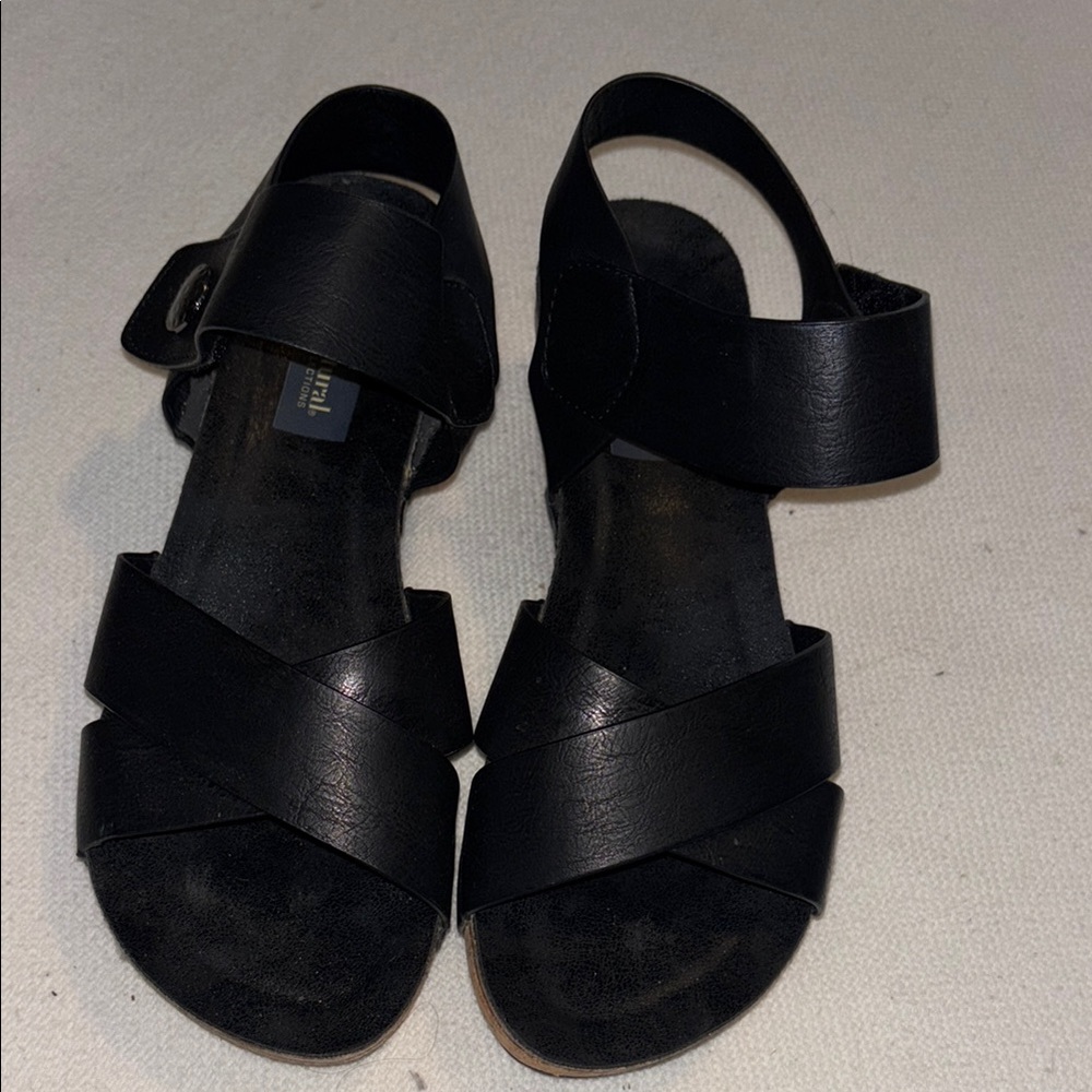 Natural Reflections Black Minimalist wedge Sandals
